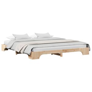vidaXL Sengestel Naturfarvet 200 x 200 cm Massiv fyrretr&aelig;