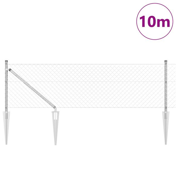 vidaXL Hegnspæl Sølv 10 x 0,8 m (40 x 40 mm net) Stål