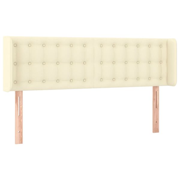 vidaXL sengegavl med LED-lys 147x16x78/88 cm kunstl&aelig;der cremefarvet