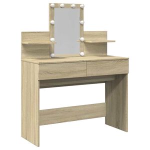vidaXL makeupbord med LED-lys 100x40x130 cm brun sonoma-eg