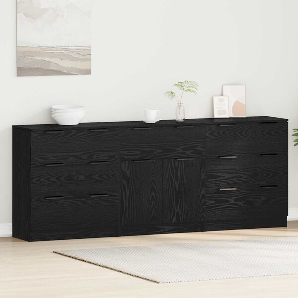 vidaXL Sideboard 3 pcs Sort eg 181 x 30 x 70 cm Konstrueret tr&aelig;