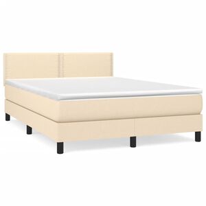 vidaXL kontinentalseng med madras 140x190 cm stof cremefarvet