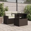vidaXL havebord med glastop 100x55x73 cm polyrattan brun