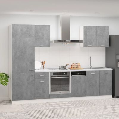 vidaXL køkkenskabssæt 7 dele spånplade betongrå