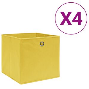 vidaXL opbevaringskasser 4 stk. ikke-v&aelig;vet stof 28x28x28 cm gul