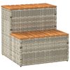 vidaXL spakant 50x50x50,5 cm polyrattan og massivt akacietr&aelig; lysegr&aring;