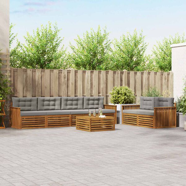 vidaXL Udend&oslash;rs sofagruppe med pude 7 pcs Naturlig og Lys Gr&aring;