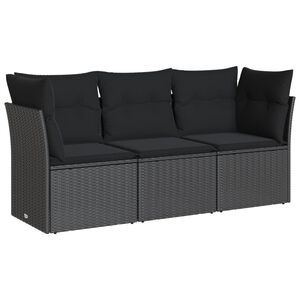 vidaXL sofas&aelig;t til haven 3 dele med hynder polyrattan sort