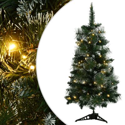 vidaXL kunstigt juletræ med lys og juletræsfod 90 cm PVC grøn