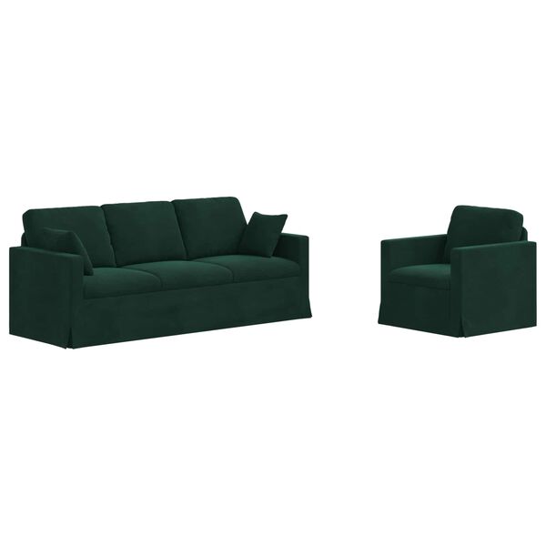 vidaXL Sofa 2 pcs M&oslash;rkegr&oslash;n 198 x 78 x 80 cm Fl&oslash;jl