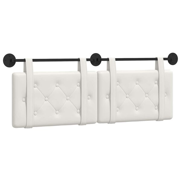 vidaXL H&aelig;ngende Hovedgavl V&aelig;gmonteret Hvid 150 x 55 x 5 cm Faux l&aelig;der