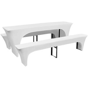 vidaXL 3 betr&aelig;k til &oslash;lbord og b&aelig;nke 220x50x80 cm str&aelig;k hvid