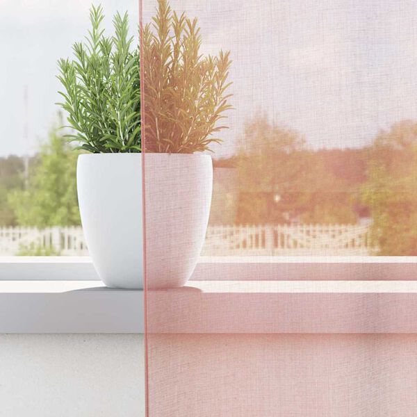 vidaXL voile-gardiner med stanglommer 2 stk lyserød