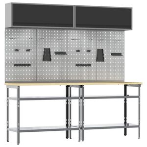 vidaXL Arbejdsb&aelig;nk s&aelig;t 8 stk. Sort og gr&aring; 200 x 55 x 200 cm