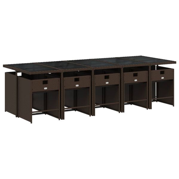 vidaXL spisebordss&aelig;t til haven 11 dele med hynder polyrattan brun