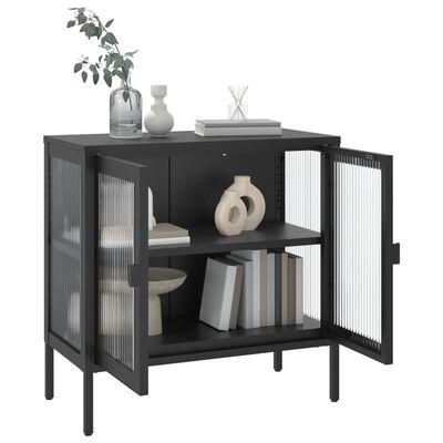 vidaXL skænk 70x35x70 cm glas og stål sort