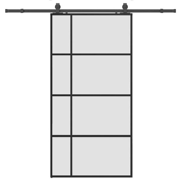 vidaXL skyded&oslash;r med hardwares&aelig;t 102,5x205 cm ESG glas sort