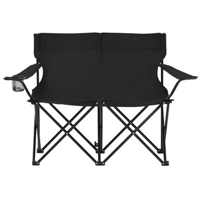 vidaXL 2-personers campingstol foldbar stål og stof sort