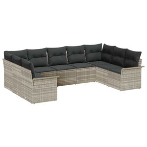 vidaXL Havesofa S&aelig;t med pude Lysegr&aring; polyrattan