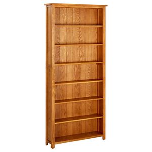 vidaXL bogreol med 7 hylder 90x22,5x200 cm massivt egetr&aelig;