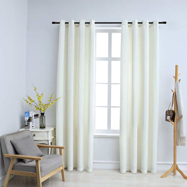 vidaXL m&oslash;rkl&aelig;gningsgardiner 2 stk. med ringe 140 x 225 cm fl&oslash;jl creme