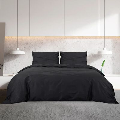vidaXL sengetøj 140x200 cm bomuld sort
