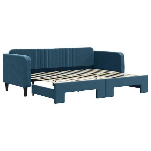 vidaXL daybed med udtr&aelig;k 90x200 cm velour bl&aring;