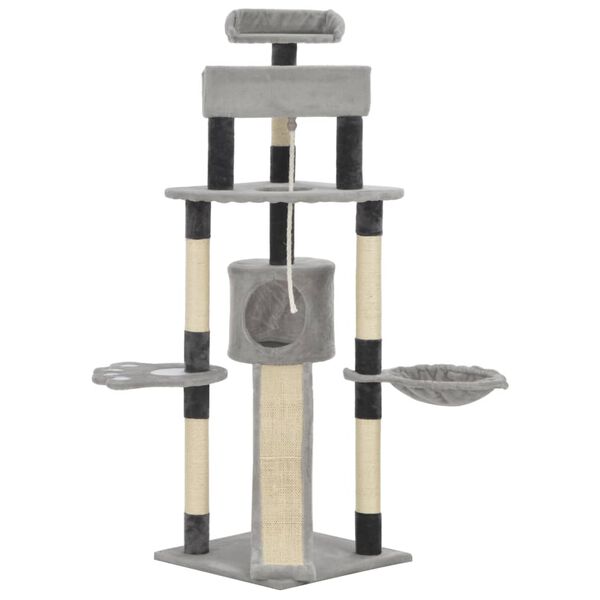 vidaXL kattetræ med sisal-kradsestolper 145 cm grå