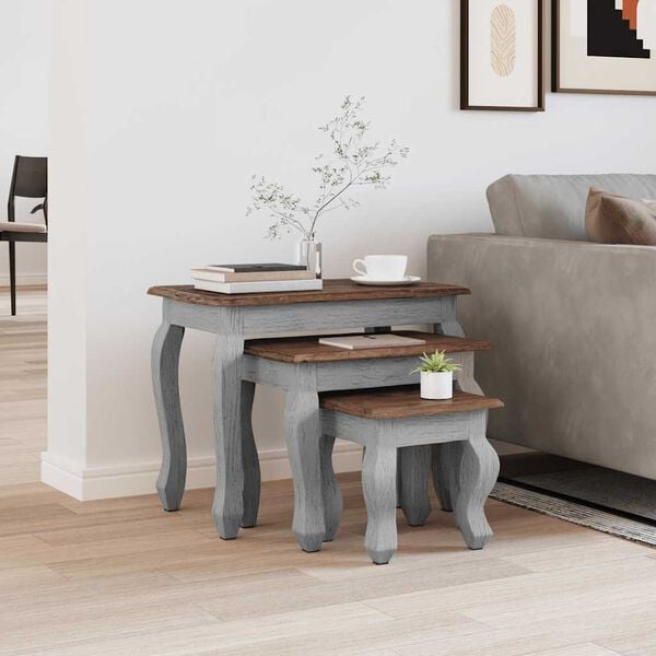 vidaXL indskudsborde 3 dele massivt mahognitr&aelig;