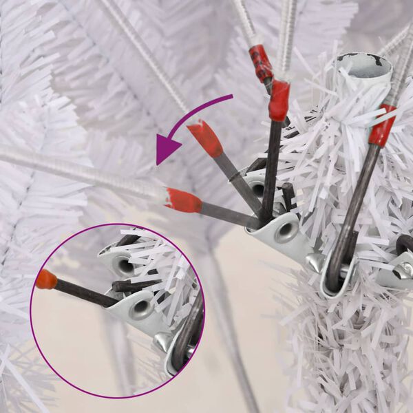 vidaXL kunstigt juletræ med juletræsfod 210 cm hængslet hvid