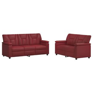vidaXL Sofa S&aelig;t 2 pcs Vinr&oslash;d Kunstl&aelig;der