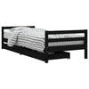 vidaXL sengeramme til juniorseng m. skuffer 80x200 cm massivt fyr sort