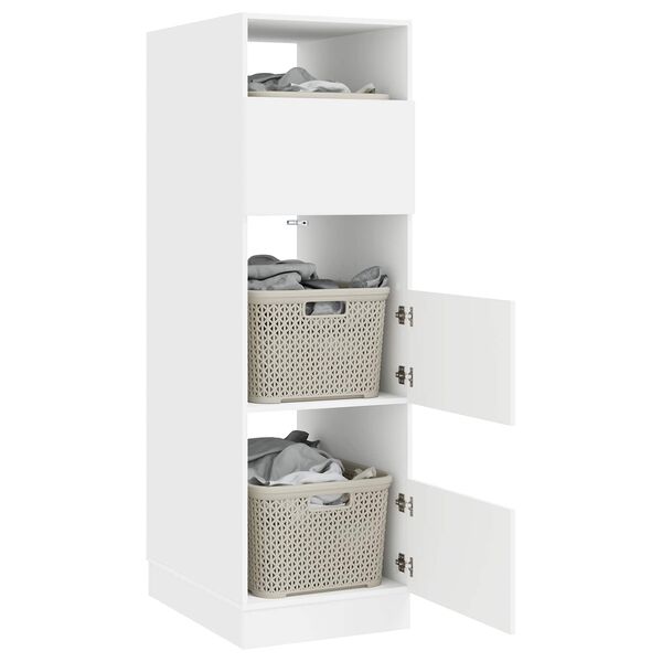 vidaXL Vaskeskab med opbevaring med d&oslash;r Hvid Konstrueret tr&aelig;