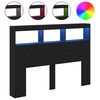 vidaXL sengegavl med opbevaring og LED-lys 140x17x102 cm sort eg