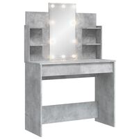 vidaXL makeupbord med LED-lys 96x40x142 cm betongrå