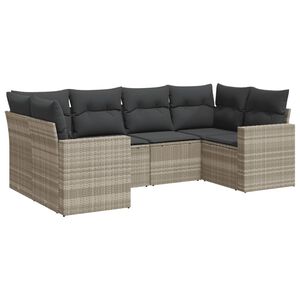 vidaXL sofas&aelig;t til haven 6 dele med hynder polyrattan lysegr&aring;