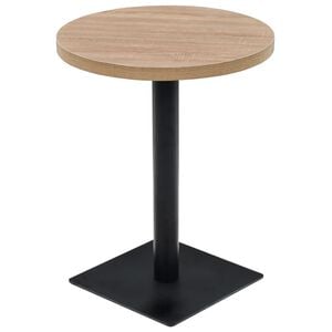 vidaXL bistrobord MDF og st&aring;l rund 60 x 75 cm egetr&aelig;sfarvet