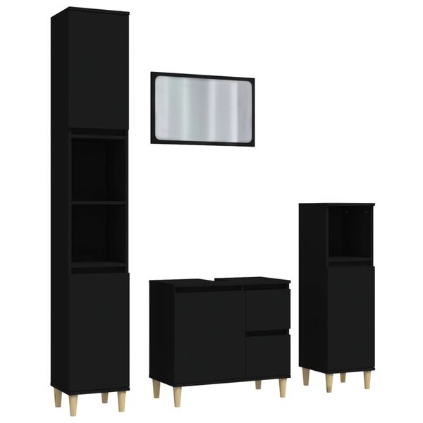 vidaXL m&oslash;bels&aelig;t til badev&aelig;relse 4 dele konstrueret tr&aelig; sort