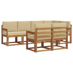 vidaXL Udend&oslash;rs sofagruppe med pude 7 pcs Naturlig og Beige