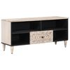 vidaXL TV-skab med skuffe Hvid 100 x 33,5 x 46 cm Massivt mangotr&aelig;