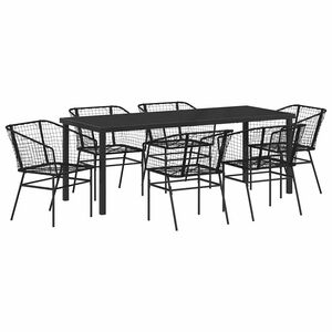 vidaXL Have Spisebordss&aelig;t 7 stk. Sort polyrattan