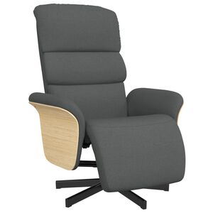 vidaXL l&aelig;nestol med fodst&oslash;tte stof m&oslash;rkegr&aring;