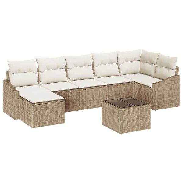 vidaXL Havesofa Sæt med pude 8 pcs Beige og creme polyrattan