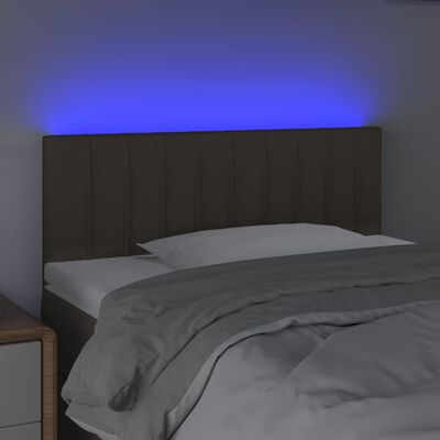 vidaXL sengegavl med LED-lys 90x5x78/88 cm stof gråbrun