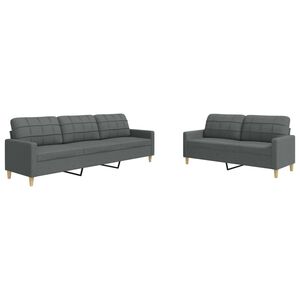 vidaXL sofas&aelig;t 2 dele stof m&oslash;rkegr&aring;