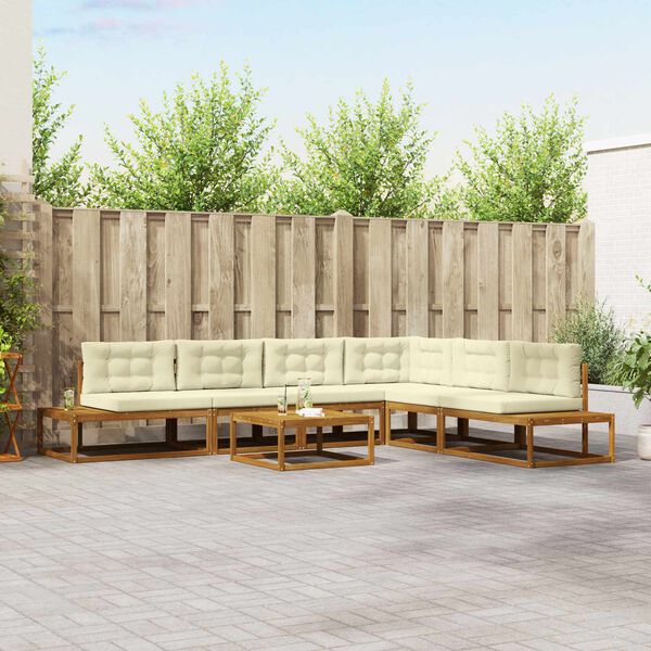 vidaXL Udend&oslash;rs sofagruppe 7 Stk Naturlig og Fl&oslash;de