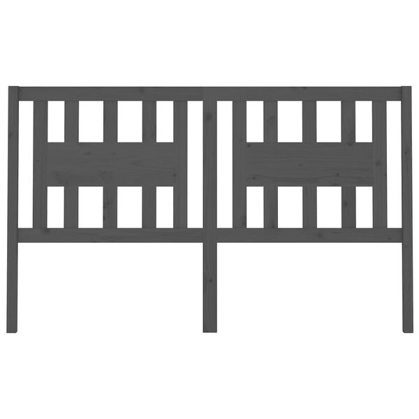 vidaXL sengegærde 141x4x100 cm massivt fyrretræ grå