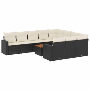 vidaXL sofas&aelig;t til haven 11 dele med hynder polyrattan sort