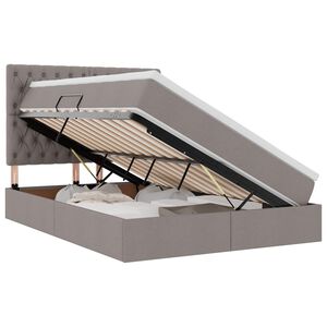 vidaXL Seng med opbevaring og LED Gr&aring;brun 140 x 190 cm Polyester