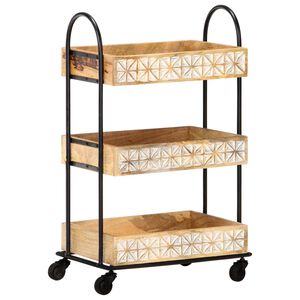 vidaXL k&oslash;kkenvogn med 3 hylder 46x30x76 cm massivt mangotr&aelig;
